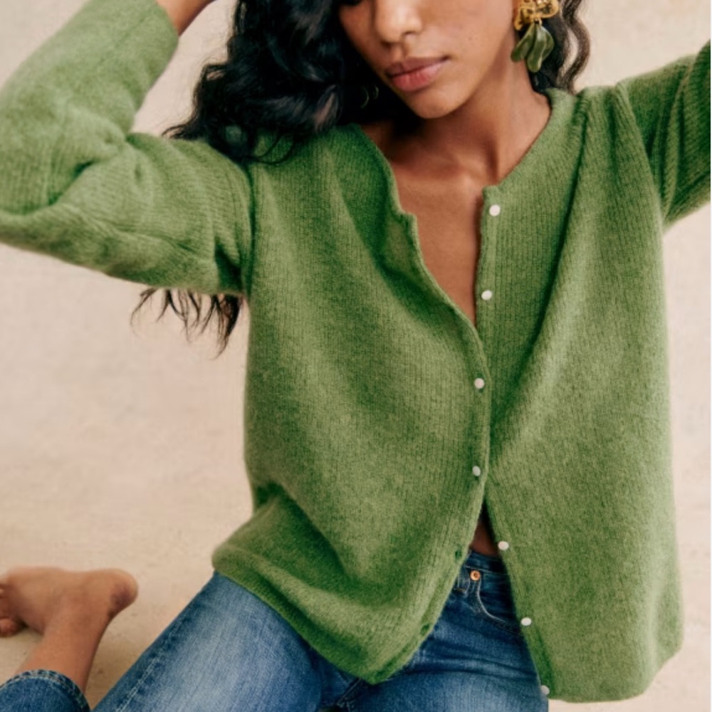 Sézane Size S Green “Gaspard” Button-Up Cardigan